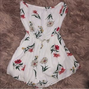 Strapless floral romper